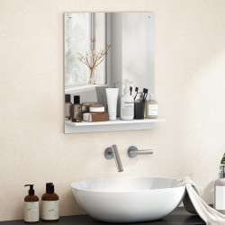 Kylpyhuoneen seinäpeili hyllyllä 50 x 60 cm valkoinen melamiinipinnoitettu lastulevy