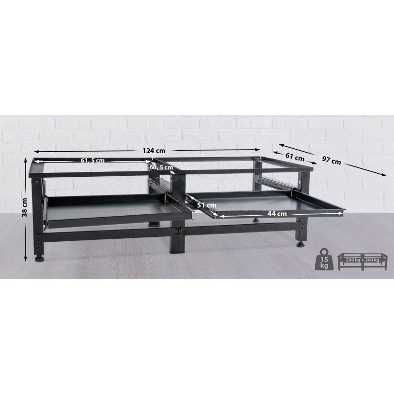 Tampa kaksoispesukonealusta säädettävä metallinen koroke laatikolla 400kg