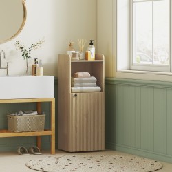 Kylpyhuonekaappi säädettävällä hyllyllä 40 x 31 x 104 cm keltainen tammi