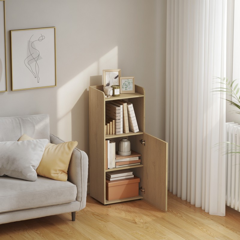 Kylpyhuonekaappi säädettävällä hyllyllä 40 x 31 x 104 cm keltainen tammi