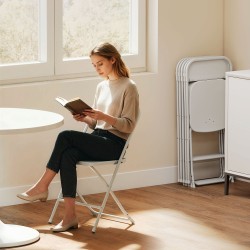 Taittotuolit aikuisille muovi ja teräs 6 kpl valkoinen