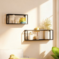 Seinähyllyt teräs 2 kpl, kantavuus 15 kg per hylly, musta