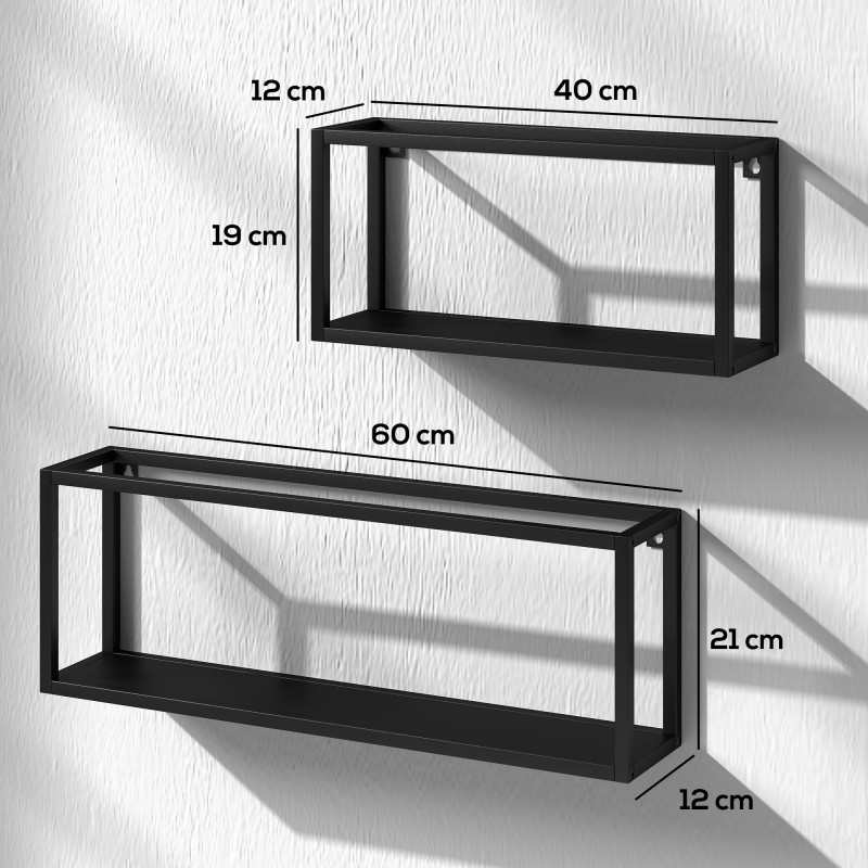 Seinähyllyt teräs 2 kpl, kantavuus 15 kg per hylly, musta