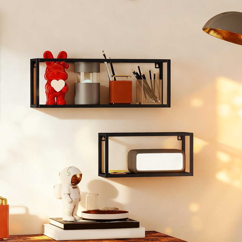 Seinähyllyt teräs 2 kpl, kantavuus 15 kg per hylly, musta