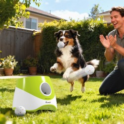 Automaattinen pallonheitin koiralle, 3 heittoetäisyyttä 6/10/14 m, 3 palloa, pienille ja keskikokoisille koirille, vihreä