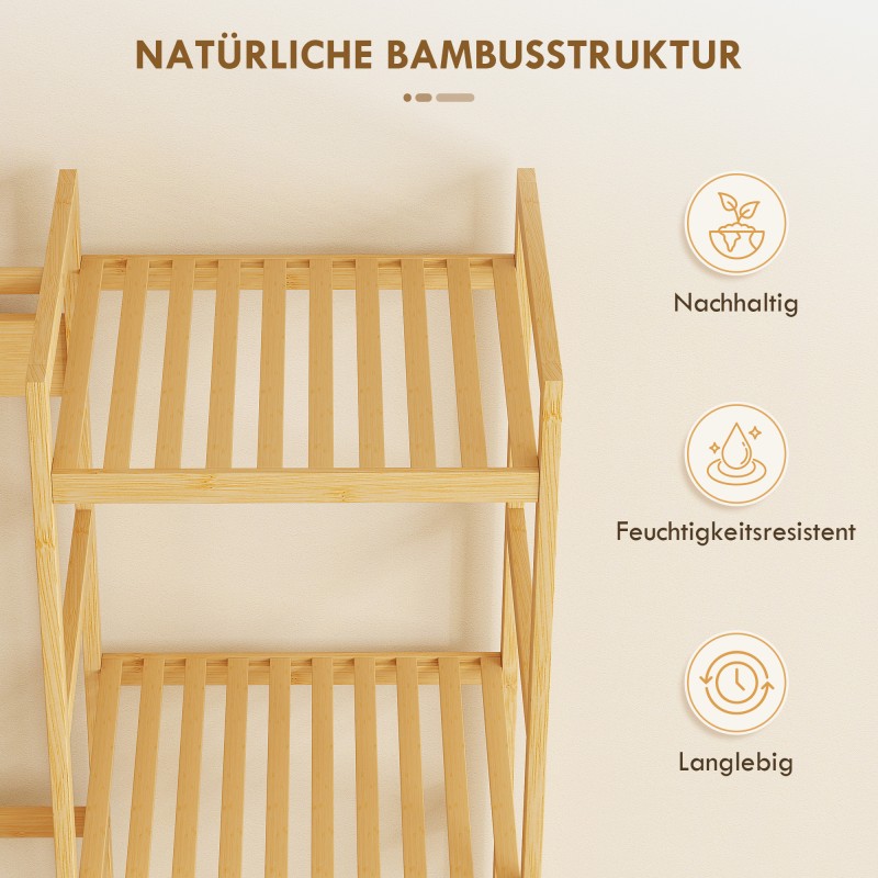 Eteiskaluste naulakolla ja kenkäpenkillä, bambu, 104 x 33 x 175 cm, luonnonvärinen/harmaa