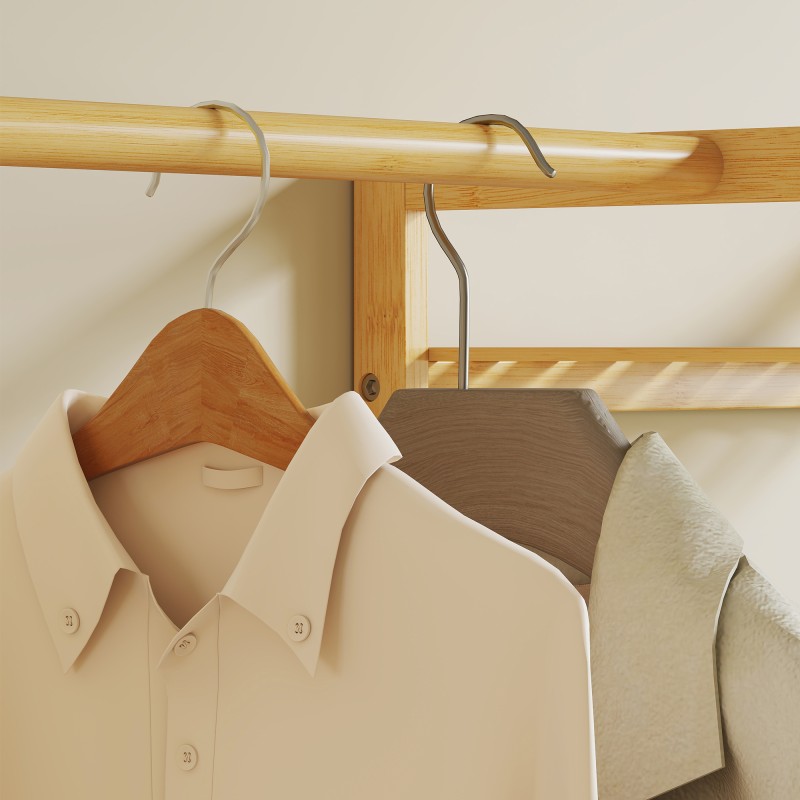 Eteiskaluste naulakolla ja kenkäpenkillä, bambu, 104 x 33 x 175 cm, luonnonvärinen/harmaa