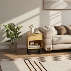 Yöpöytä laatikolla ja avohyllyllä, lastulevy, 35 x 26 x 50 cm, tammi