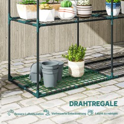 Kolmitasoinen kukkateline ulkokäyttöön, terästä, 143 x 48 x 100 cm, tummanvihreä