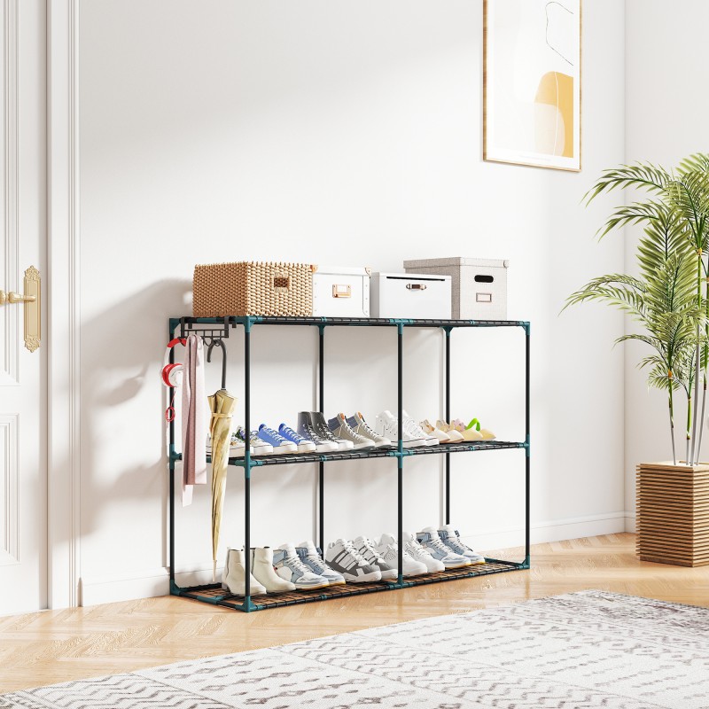 Kolmitasoinen kukkateline ulkokäyttöön, terästä, 143 x 48 x 100 cm, tummanvihreä