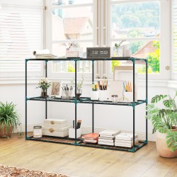 Kolmitasoinen kukkateline ulkokäyttöön, terästä, 143 x 48 x 100 cm, tummanvihreä