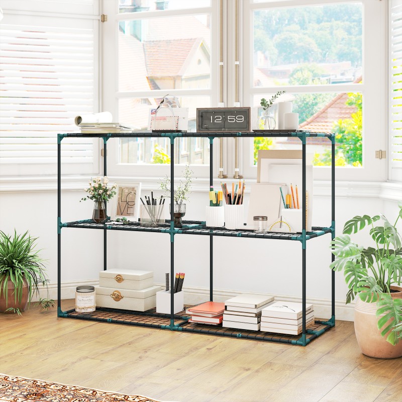 Kolmitasoinen kukkateline ulkokäyttöön, terästä, 143 x 48 x 100 cm, tummanvihreä