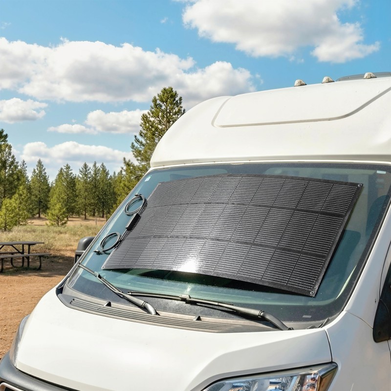 Kannettava aurinkopaneeli 100 W 18 V ulkokäyttöön, 2x USB, LCD-ohjain, IP67, musta