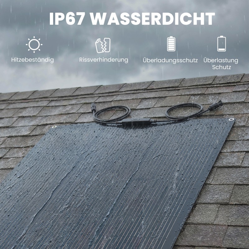 Kannettava aurinkopaneeli 100 W 18 V ulkokäyttöön, 2x USB, LCD-ohjain, IP67, musta