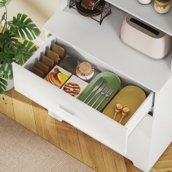 Korkea vitriinikaappi/kirjahylly 3 laatikkoa ja 3 avohyllyä lastulevy 79x39,5x180 cm valkoinen