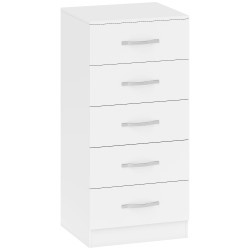 Lipasto 5 laatikkoa vaatteille ja kodin tavaroille lastulevy 40 x 35 x 85 cm valkoinen