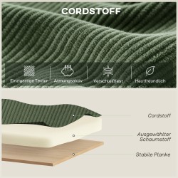 Pyörivä lepotuoli olohuoneeseen ja makuuhuoneeseen, cord-verhoilu, vihreä