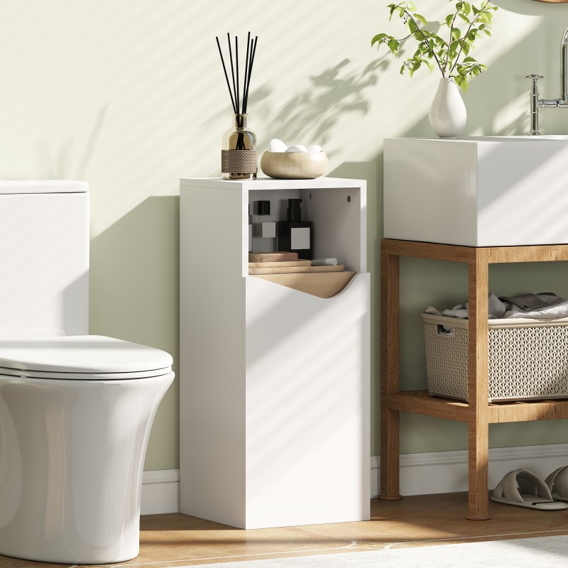 Kapea kylpyhuonekaappi säädettävillä hyllyillä 30 x 30 x 71,5 cm valkoinen / luonnonpuu