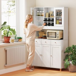 Keittiökaappi kahdella lasiovella, 3 laatikkoa, viiniteline, lastulevy, 100x40x180 cm, valkoinen