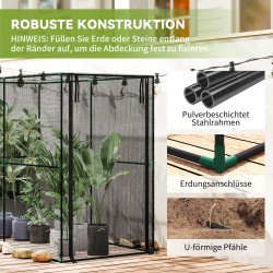 Kasvisuoja verkolla ja vetoketjuovella, teräsrunko, 200 x 100 x 160 cm, musta