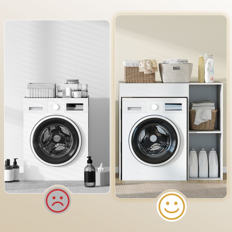 Pesukoneen päälle asennettava kaappi kylpyhuoneeseen, lastulevy, 96 x 60 x 90,5 cm, valkoinen