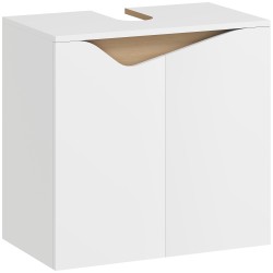 Kylpyhuonekaappi altaan alle soft close ovilla lastulevy MDF 60 x 35 x 57 9 cm valkoinen luonnonpuu