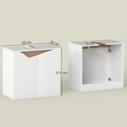 Kylpyhuonekaappi altaan alle soft close -ovilla, lastulevy/MDF, 60 x 35 x 57,9 cm, valkoinen + luonnonpuu