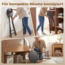 Baarituoli 2 kpl setti, kokoontaitettava, teräsrunko ja MDF-istuin, 34 x 30 x 70 cm, musta