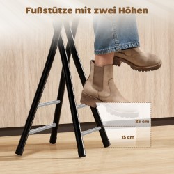 Baarituoli 2 kpl setti, kokoontaitettava, teräsrunko ja MDF-istuin, 34 x 30 x 70 cm, musta