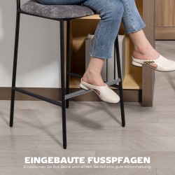 Baarituolit keittiösaarekkeelle, 2 kpl, chenillekangas ja teräs, istuinkorkeus 72,5 cm, harmaa