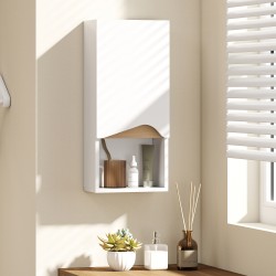 Kylpyhuoneen seinäkaappi soft close -ovella, lastulevy, 30 x 17 x 67 cm, valkoinen luonnonpuun sävyillä