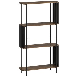 Kirjahylly 4 tasoinen teollinen MDF teräs 80 x 30 x 141 cm ruskea musta freestanding