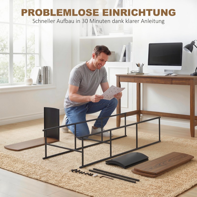 Kirjahylly 4-tasoinen teollinen MDF/teräs 80 x 30 x 141 cm ruskea/musta freestanding