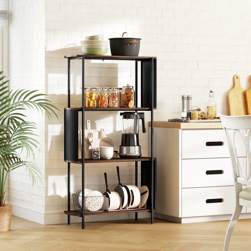 Kirjahylly 4-tasoinen teollinen MDF/teräs 80 x 30 x 141 cm ruskea/musta freestanding