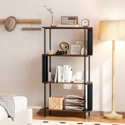 Kirjahylly 4-tasoinen teollinen MDF/teräs 80 x 30 x 141 cm ruskea/musta freestanding