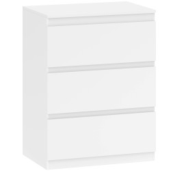 Lipasto 3 laatikkoa makuuhuoneeseen ja eteiseen lastulevy 60 x 40 x 79 cm valkoinen
