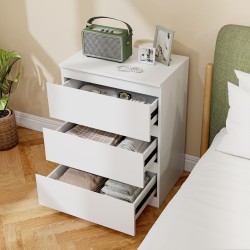 Lipasto 3 laatikkoa makuuhuoneeseen ja eteiseen, lastulevy, 60 x 40 x 79 cm, valkoinen