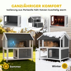 Ulkokissan talo lämpöeristetty kuusipuu 80 x 93 x 95 cm harmaa