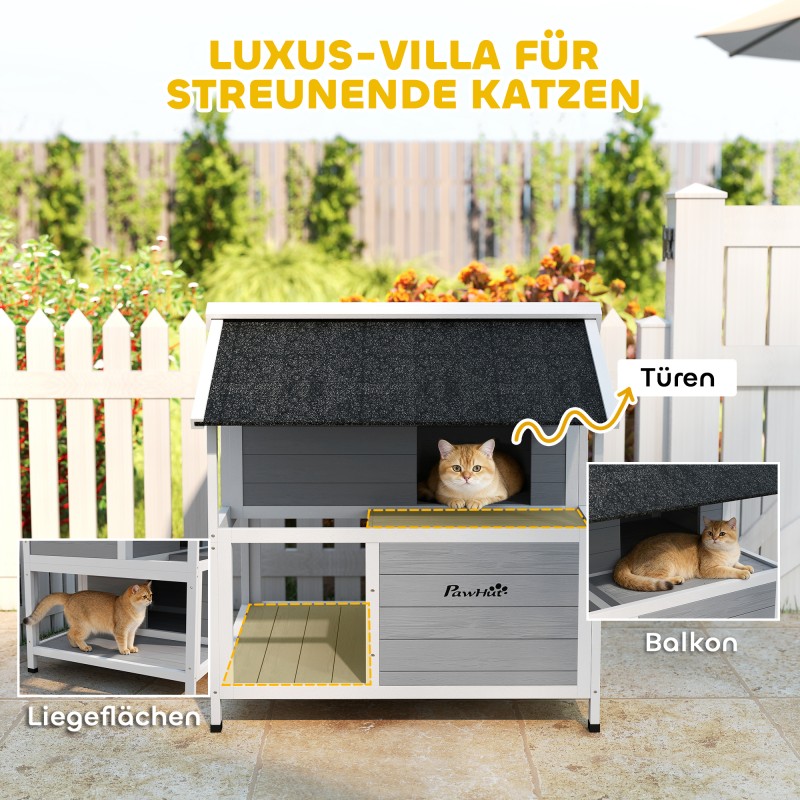 Ulkokissan talo lämpöeristetty kuusipuu 80 x 93 x 95 cm harmaa