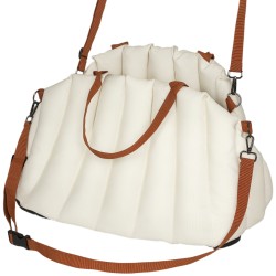 Koiran kantolaukku ja autopesä alle 5 kg koirille Oxford kangas 50x30x31 cm cremevalkoinen
