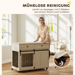 Koirankaluste pyörillä keskikokoisille ja suurille koirille, puu ja teräs, 100 x 56 x 81 cm, tammi/musta