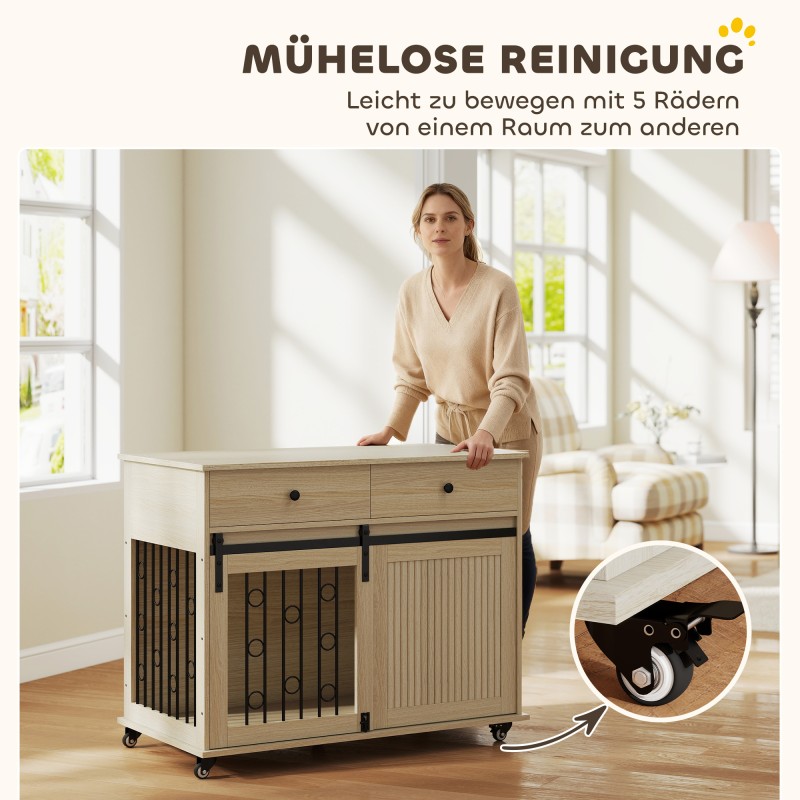 Koirankaluste pyörillä keskikokoisille ja suurille koirille, puu ja teräs, 100 x 56 x 81 cm, tammi/musta