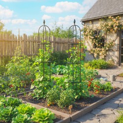 Köynnöstuki obeliski puutarhaan 174 cm teräs 2 kpl, musta