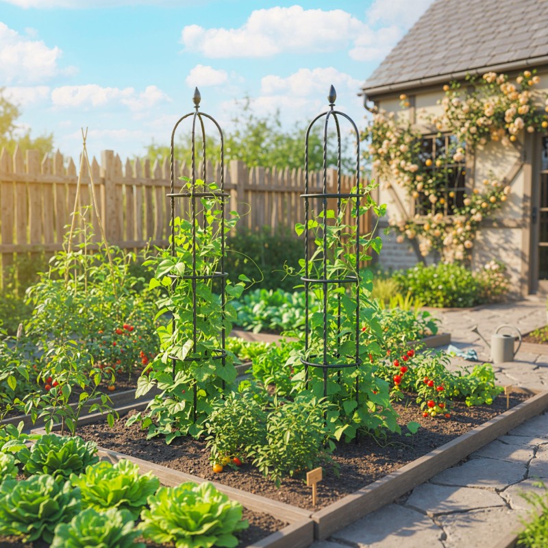 Köynnöstuki obeliski puutarhaan 174 cm teräs 2 kpl, musta