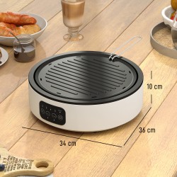 2-in-1 keramiikkakeitin ja sähkög rilli, infrapuna, 2000 W, 4 tehotasoa, LED-näyttö, rasvakeräysastia, valkoinen