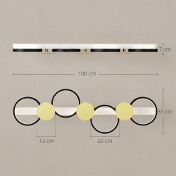 LED-kattovalaisin olohuoneeseen 38 W 1500 lm 3000K–6500K 4 rengasta kaukosäätimellä musta/kulta