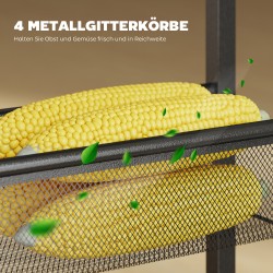 Kapea keittiön säilytysvaunu 5 tasoa 47 x 13 x 96,5 cm metallia ja melamiinia musta/ruskea