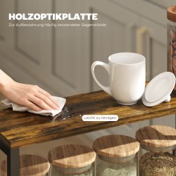 Kapea keittiön säilytysvaunu 5 tasoa 47 x 13 x 96,5 cm metallia ja melamiinia musta/ruskea