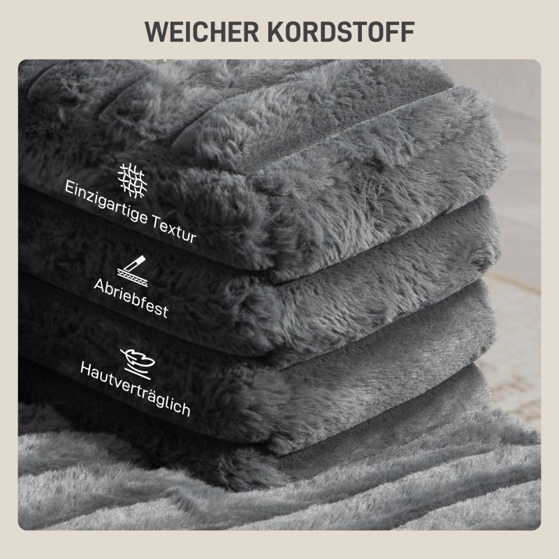 2-istuttava leposohva cord-kangasta 134 x 151 cm mukitelineillä, harmaa