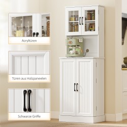 Korkea keittiökaappi työtasolla ja akryyliovilla, MDF/lastulevy, 60 x 39,5 x 180 cm, valkoinen